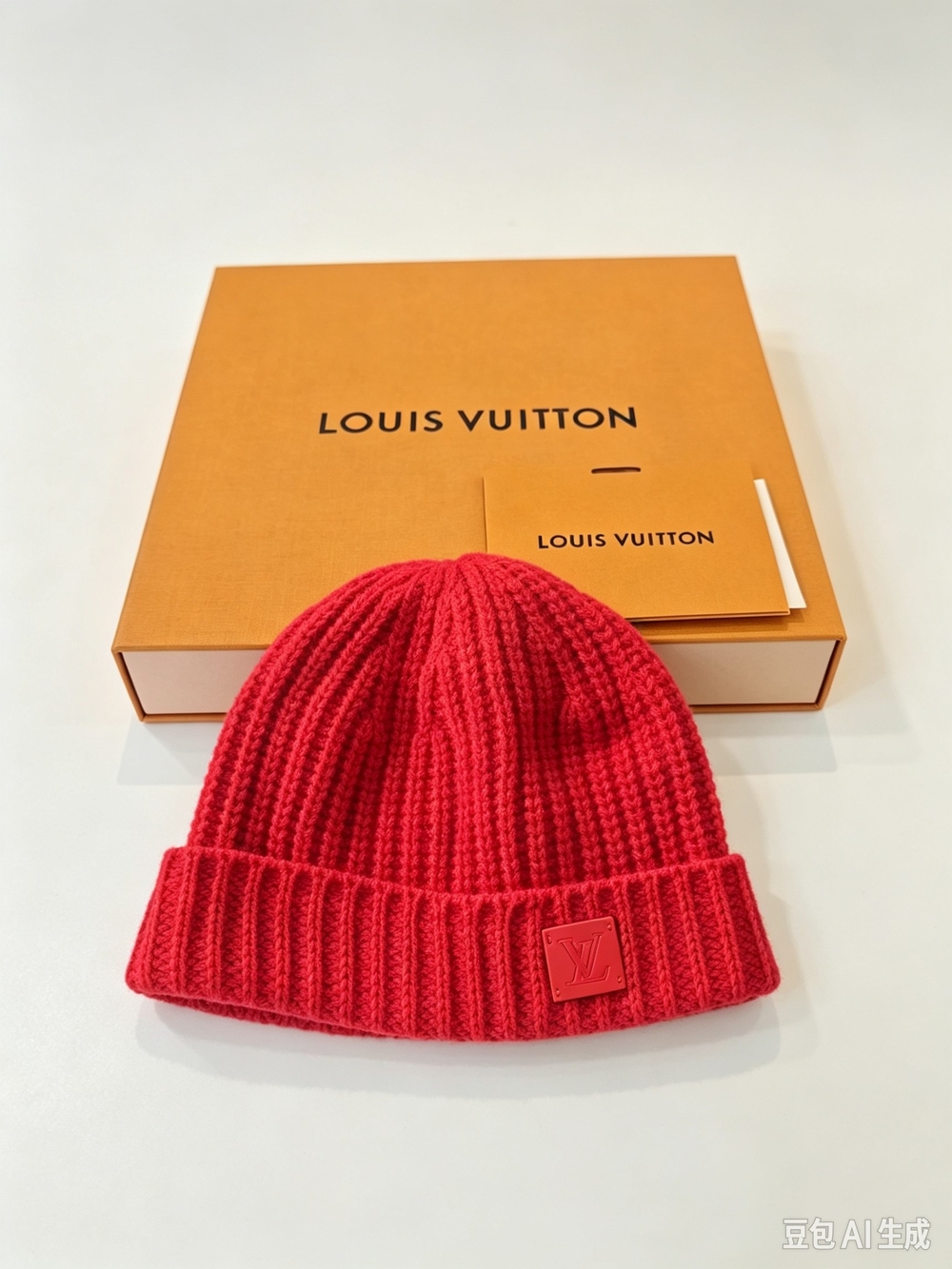 Louis Vuitton Red Ribbed Knit Beanie
